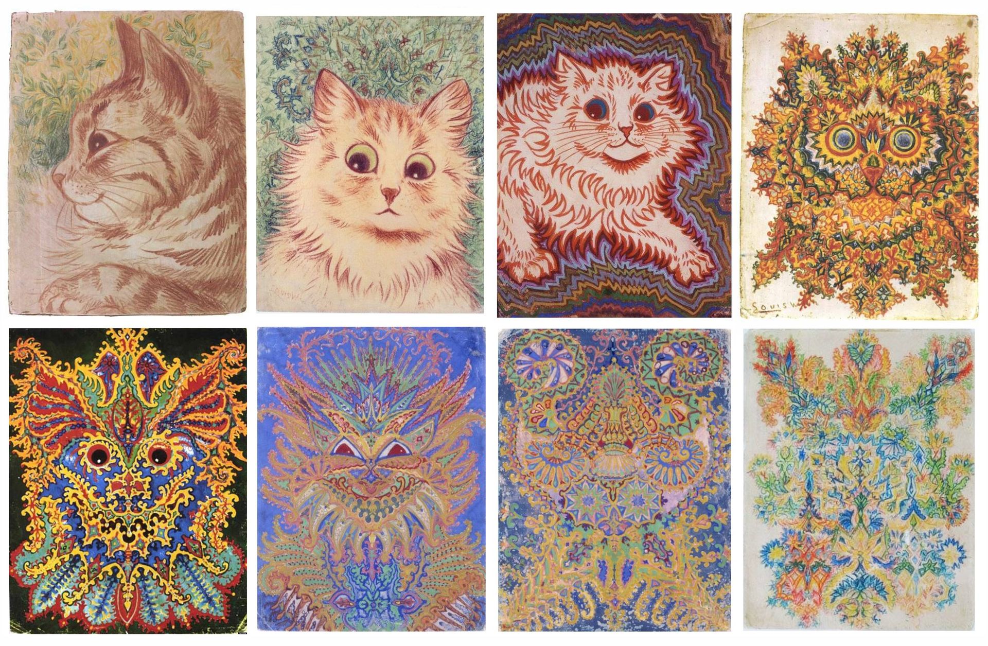 Louis Wain Fondation cats psychedelic